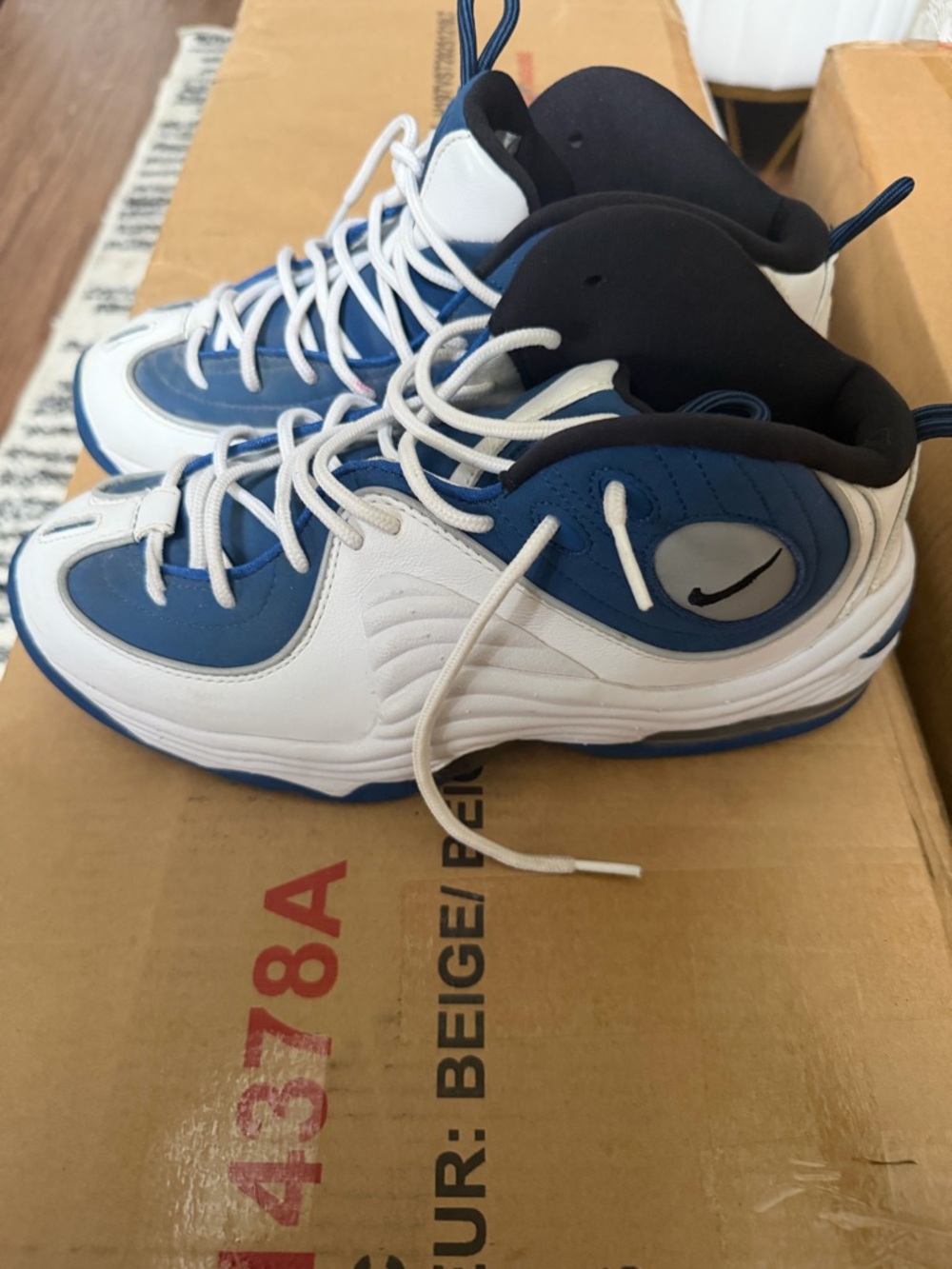 Nike Kids White and Blue High-Top Sneakers